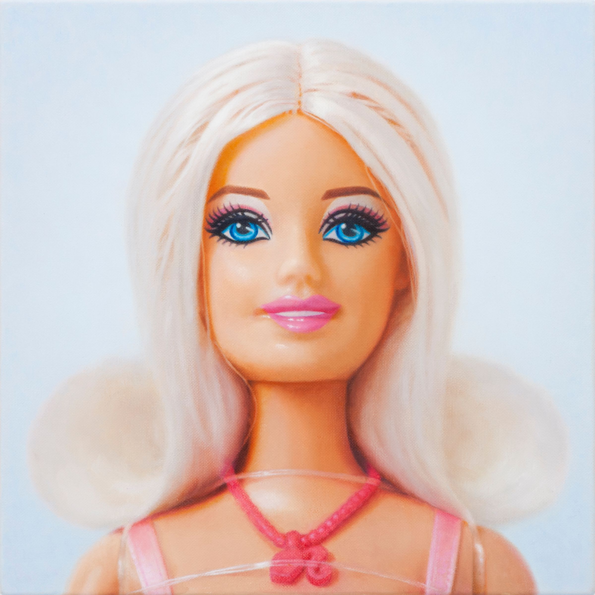 Hyperrealistisk portræt af Barbie-dukke af Christoffer Munch Andersen. En ikonisk fortolkning af et populærkulturelt objekt.